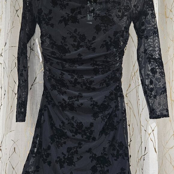 The A&F Paloma Long-Sleeve Mesh Mini Dress - Picture 2 of 3